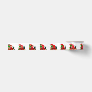 Santa Loading Sleigh White Ribbon Lint