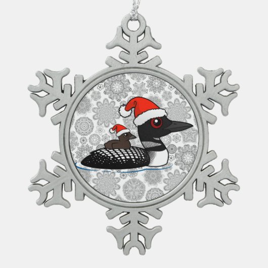Santa Loon Tin Sneeuwvlok Ornament (Voorkant)