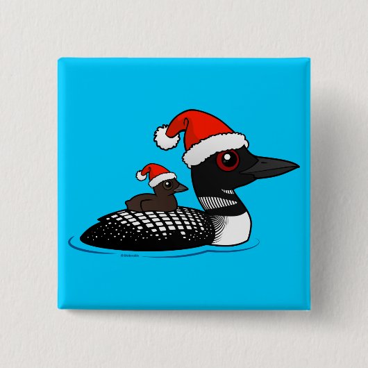 Santa Loon Vierkante Button 5,1 Cm (Voorkant)