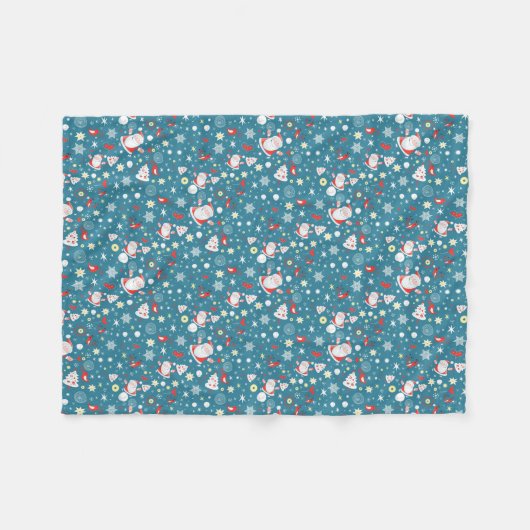 Santa Love Pattern Fleece Deken (Voorkant (Horizontaal))