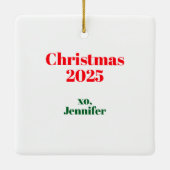 Santa Loves A Bunco Babe Funny Wine Custom Keramisch Ornament (Achterkant)