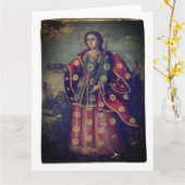Santa Lucia in de stijl van de Cusco School Kaart (Gele Bloem)