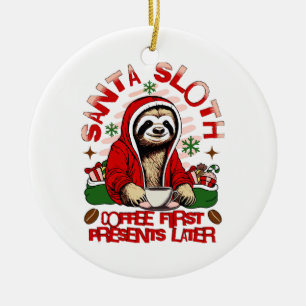 Santa luiaard nippen koffie keramisch ornament