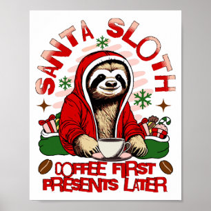 Santa luiaard nippen koffie poster