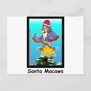 Santa Macaws Funny kerstcadeautjes en T - shirts Feestdagenkaart