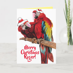 Santa Macaws Red Parrot kerstkaart Kaart