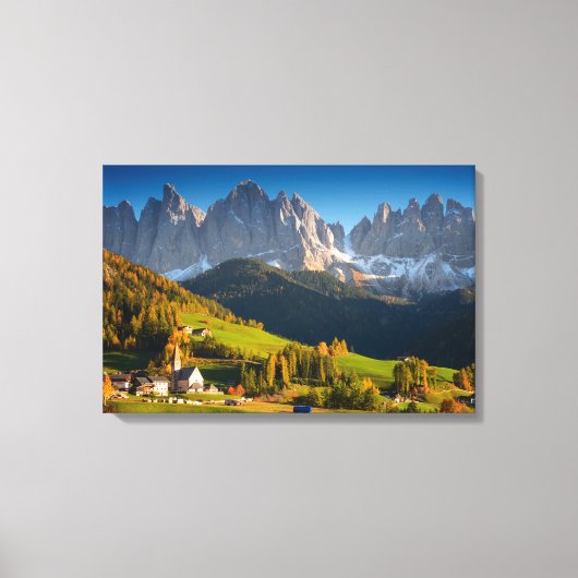 Santa Maddalena bergdorp in herfstdoek Canvas Afdruk (Voorkant)