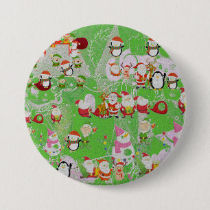 Santa Magische Groene Nieuwjaar Ronde Button 7,6 Cm