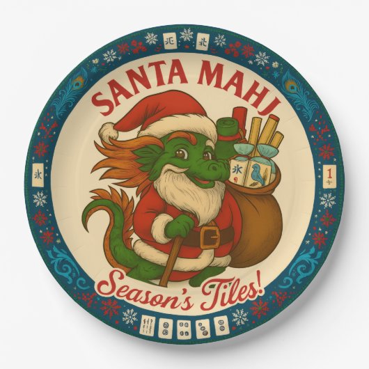 Santa Mahj! Papieren borden Bordje (Voorkant)