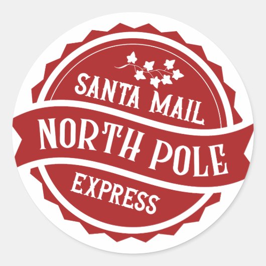 Santa Mail North Pole Express Ronde Sticker (Voorkant)