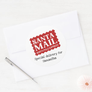 Santa mail speciale levering kerstcadeau sticker