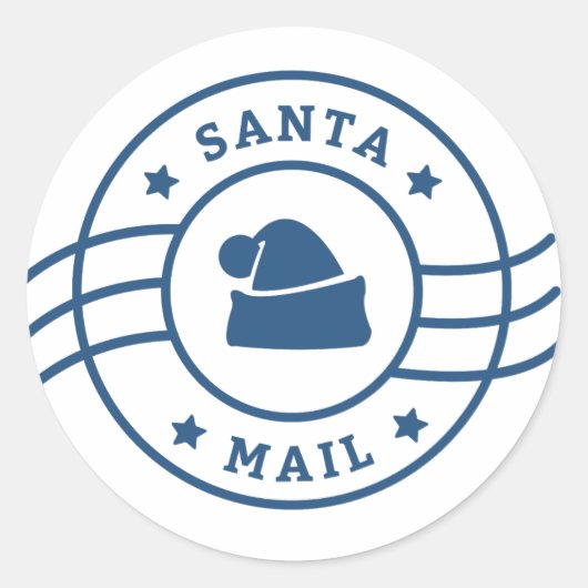 Santa Mail Stamp Ronde Sticker (Voorkant)