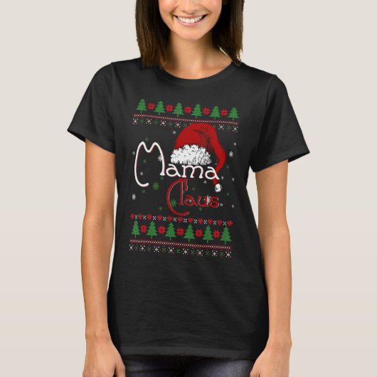 Santa Mama Claus Ugly kerstmatch Gr T-shirt (Voorkant)