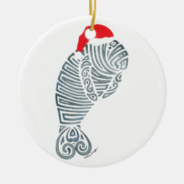 Santa Manatee Keramisch Ornament