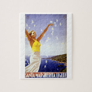 Santa Margherita Ligure, Italië Vintage Reis Kunst Legpuzzel
