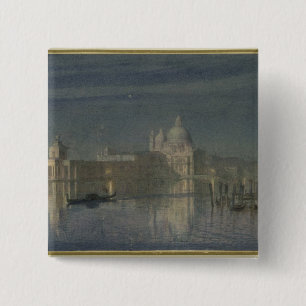 Santa Maria Della Salute, Venetië, Moonlight, 186 Vierkante Button 5,1 Cm