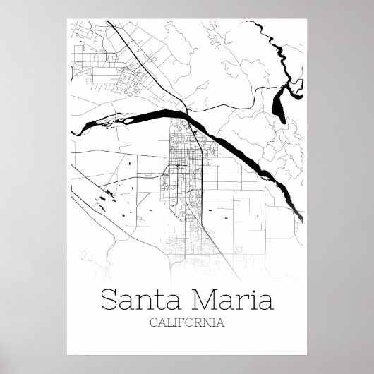 Santa Maria Map - California - City Map Poster (Voorkant)
