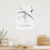 Santa Maria Map - California - City Map Poster (Keuken)