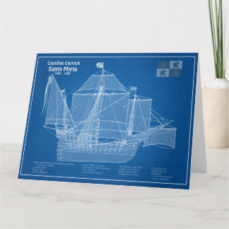 Santa Maria - Schip Blauwdruk Plannen ABD Bedankkaart