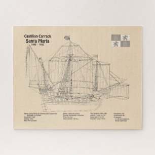 Santa Maria - Schip Blauwdruk Plannen SD Legpuzzel