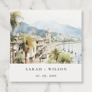 Santa Marta Colombia Watercolor Landscape Wedding Bedankjes Labels