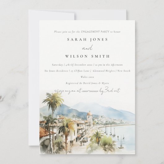 Santa Marta Colombia Watercolor Scape Engagement Kaart (Voorkant)