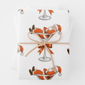 Santa Martini Coquette Girly Christmas Bow Festive Inpakpapier Vel