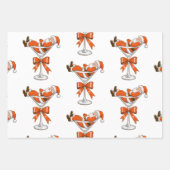 Santa Martini Coquette Girly Christmas Bow Festive Inpakpapier Vel (Voorkant)