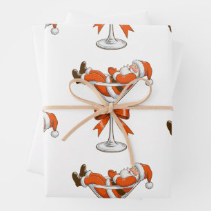 Santa Martini Coquette Meisjesachtige Kerst Boog F Inpakpapier Vel