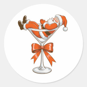 Santa Martini Coquette Meisjesachtige Kerstboog Fe Ronde Sticker