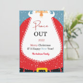 Santa Mask Peace Out 2022 Funny Kerstfeestdag Feestdagenkaart (Staand voorkant)