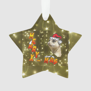 Santa Meerkat Merry Christmas Sparkling Ornament