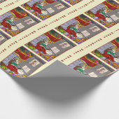Santa Meeting Mrs Santa Yellow Wrapping Paper Cadeaupapier (Hoek)