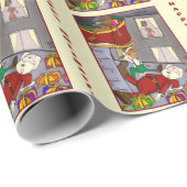 Santa Meeting Mrs Santa Yellow Wrapping Paper Cadeaupapier (Rol Hoek)