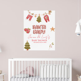 Santa Meisje Jongen Vakantie Baby Shower Poster
