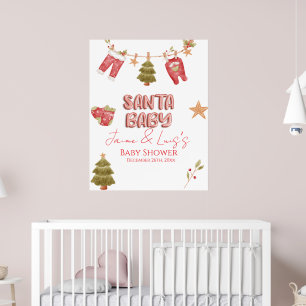 Santa Meisje Jongen Vakantie Baby Shower   Poster
