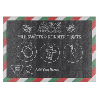 Santa melk en koekjes dienblad snijplank