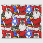 Santa Menorah Star van David Gift Wrap Cadeaupapier (Vlak)