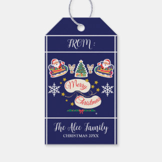 Santa Merry Christmas Gepersonaliseerde Blue Gift Cadeaulabel