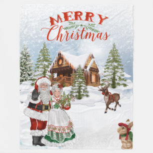 Santa Merry kerstgeblanket Fleece Deken