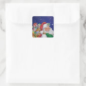  Santa met cadeaus Kerst sticker (Tas)