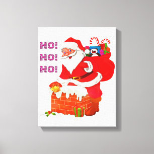 SANTA MET CHRISTMAS PRESENTS, HO! HO! HO! CANVAS AFDRUK
