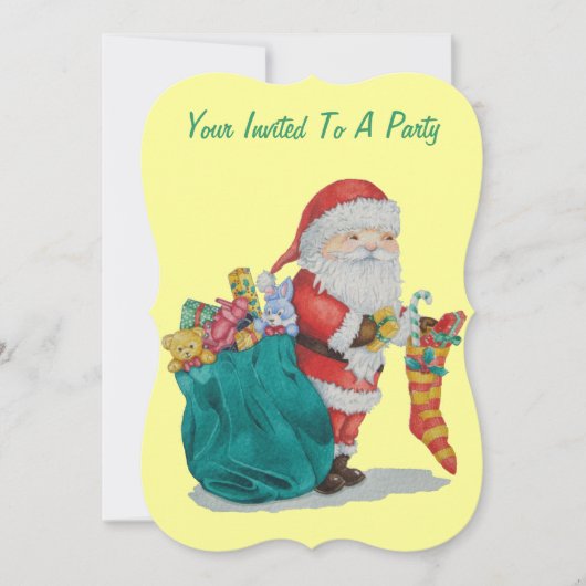 santa met giften in zak voor Kerstmisuitnodiging Kaart (Voorkant)