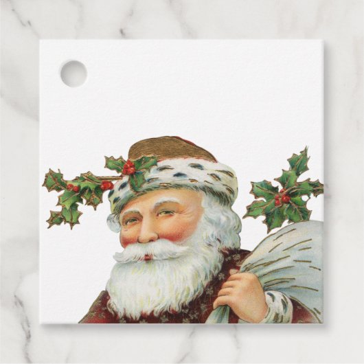  Santa met Holly Gift Labels (Voorkant)