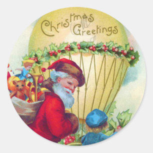 SANTA MET KIND, CHRISTMAS BALLOON, HOLLYBERRIA RONDE STICKER