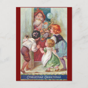  Santa met kinderen vakantie Briefkaart