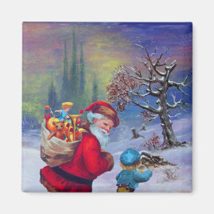 SANTA MET TOYS EN KIND IN DE WINTERSNEEUW MAGNEET