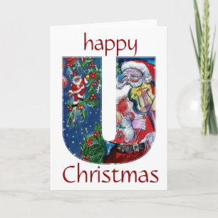 SANTA MET VIOLIN H MONOGRAM FEESTDAGEN KAART