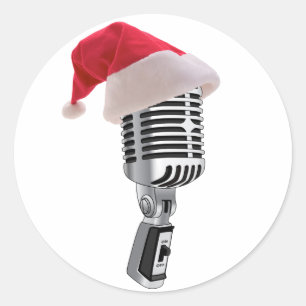 santa-microfoon ronde sticker