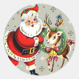 Santa Mid Century rendieren Ronde Sticker